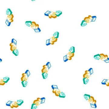 Communication in sign language isometric icon seamless pattern Stock Illustration