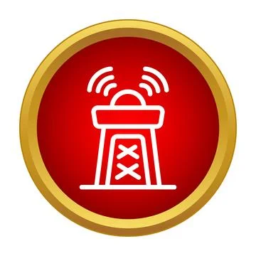 Communication signal tower transmitting waves icon Stock Illustration