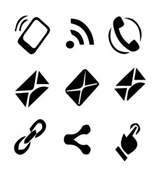 Communication Silhouette Icon Set Vector Stock Illustration