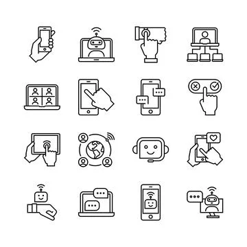 Communication smart technologies icons Stock Illustration