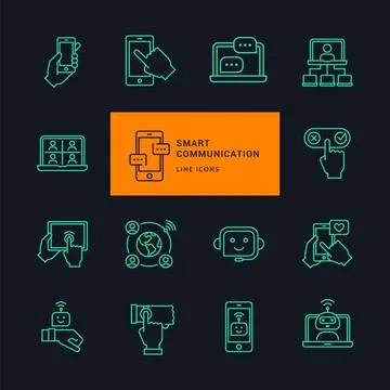 Communication smart technologies icons Stock Illustration