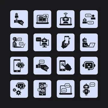 Communication smart technologies vector icon set Stock Illustration