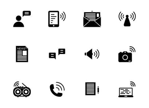 Communication solid icon set 库存插图