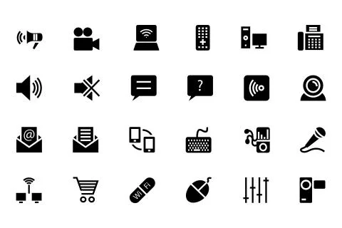 Communication Solid Icons Stock Illustration