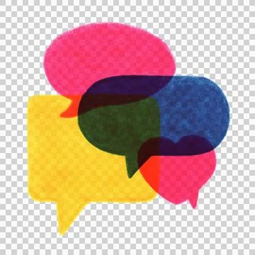 Communication speech bubbles risography illustration Stock Illustration