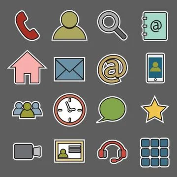 Communication sticker icons Stock Illustration
