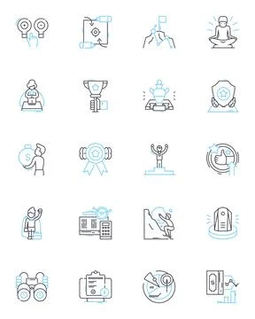 Communication strategy linear icons set. Messaging, Engagement, Branding Stock Illustration