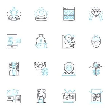 Communication strategy linear icons set. Messaging, Engagement, Branding Stock Illustration