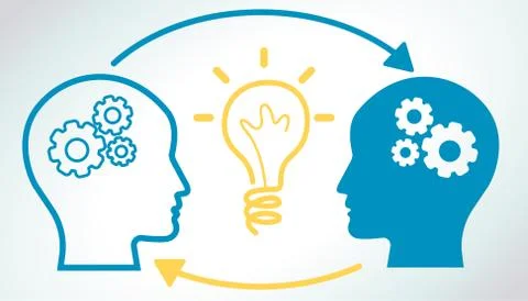 Communication, study and knowledge sharing with luminous bulb Stock Illustration