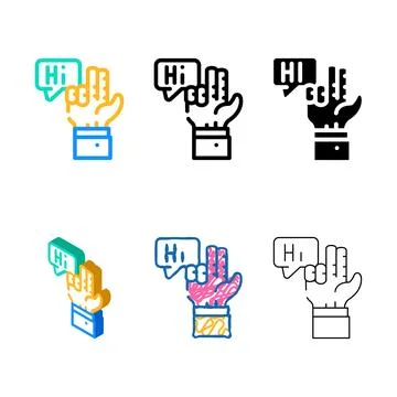Communication in styles sign language color icon vector Stock Illustration
