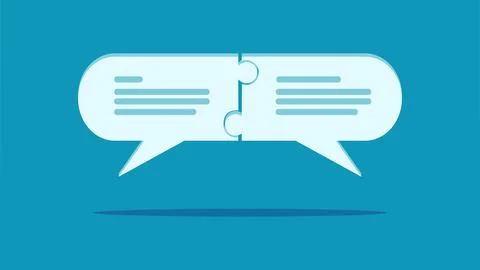 Communication success. connect speech bubble puzzle. vector illustration. Stock Illustration
