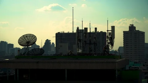 Communication system on the rooftop Stock Footage 121298477