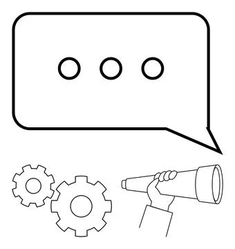 Communication, Teamwork, and Vision Concept with Speech Bubble, Gears, and .. Stock Illustration