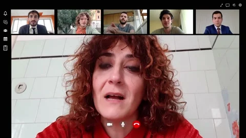 Communication, technology - colleagues talk on video call from different places Stock Footage 141912030