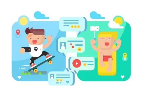 Communication technology concept flat Stock Illustration