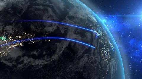 Communication technology with connection of lines to the global Internet. Stock Footage 318101163