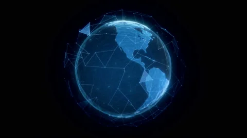Communication technology global 3d low poly world network connection. Stock Footage 143394258