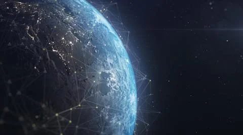 Communication technology global network. Global world network and 스톡 일러스트