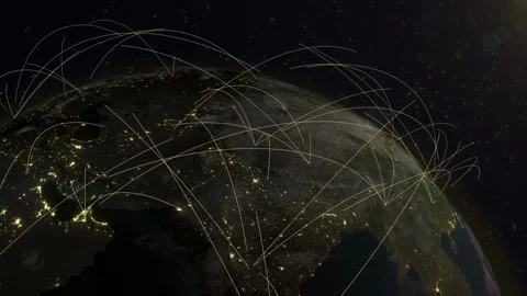 Communication technology global world network. Digital Data transfer Modern Stock-Footage 334652426
