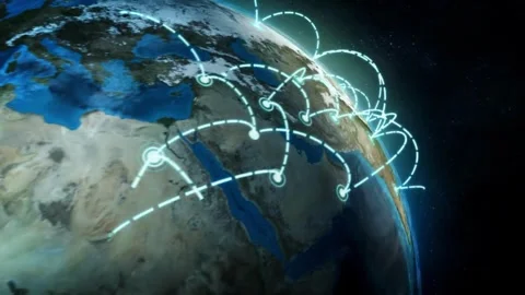 Communication technology global world network. Digital Data transfer Modern 스톡 동영상 334652520