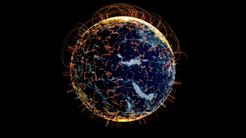 Communication technology global world network. Digital Data transfer Modern 스톡 동영상 334652590