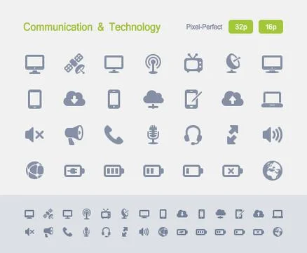 Communication & Technology - Granite Icons Stock Illustration
