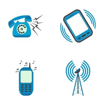 Communication technology icons with cell phone and satellite tower Illustrazione stock