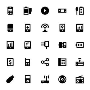 Communication Technology Icons Set Illustrazione stock