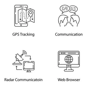 Communication Technology Line Icons Pack Stock Illustration