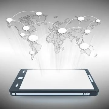 Communication technology with mobile phone イラスト素材
