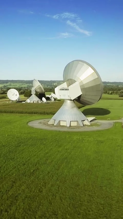 Communication technology, satellite communication ground station, vertical short Stock Footage 283338169