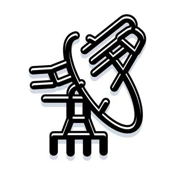 Communication technology satellite dish antenna transmitting signals Stock Illustration