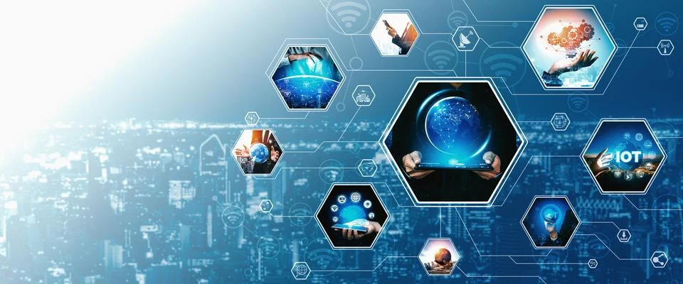 Communication technology , smart connection and people network technology vexel Stock Photos
