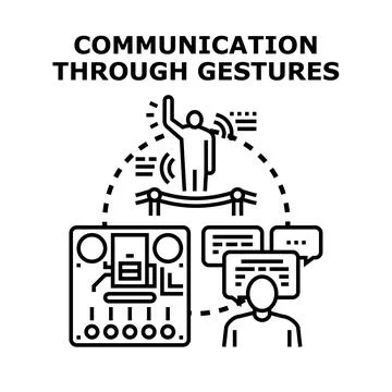 Communication through gesture technology and interface interaction Ilustração Stock