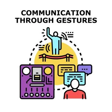 Communication through gesture technology and interface interaction Stock Illustration