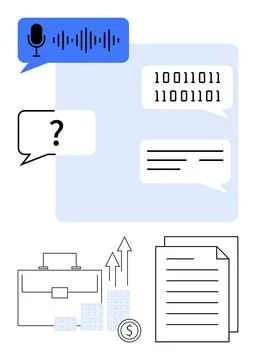 Communication Tools, Digital Data, and Business Growth Concept イラスト素材