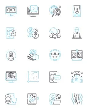 Communication tools linear icons set. Chat, Email, Messenger, Video, Voice Stock Illustration