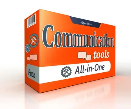 Communication tools orange pack concept Stock Illustration