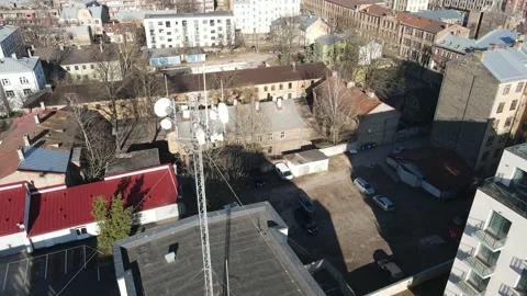 Communication tower aerial view Stock Footage 159281915