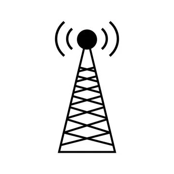 Communication tower and base station icon. Vector. Stock Illustration
