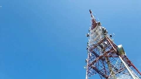 Communication tower and timelapse of cloud movement Stock Footage 122494517