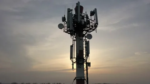 Communication tower with antennas Stock Footage 151642396
