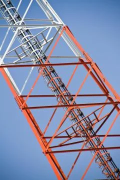 Communication Tower on blue sky background Stock Photos
