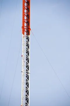 Communication Tower on blue sky background Stock Photos