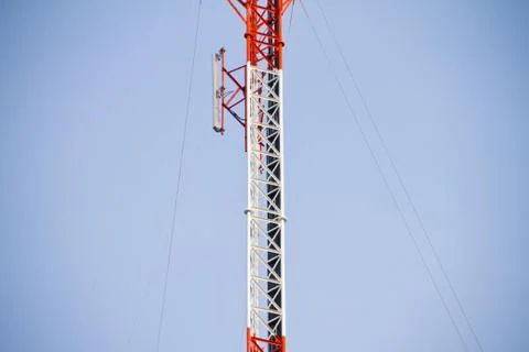 Communication Tower on blue sky background Фото