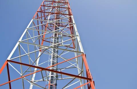 Communication Tower on blue sky background Foto stock