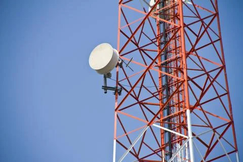Communication Tower on blue sky background Foto stock