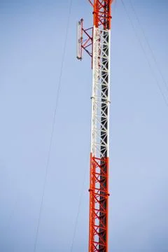 Communication Tower on blue sky background Stock Photos