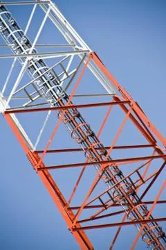 Communication Tower on blue sky background Stock Photos