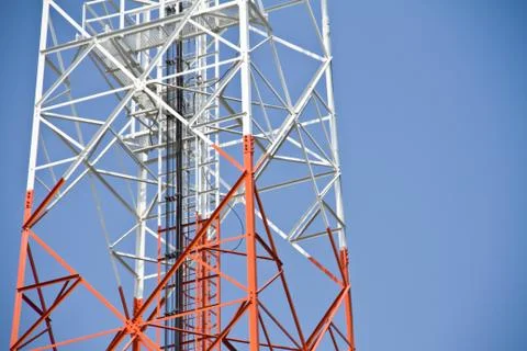 Communication Tower on blue sky background Stock Photos